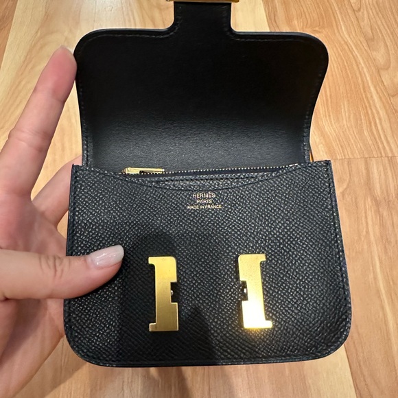 Constance Slim Wallet in Black with Gold Hardware - Picture 5 of 5